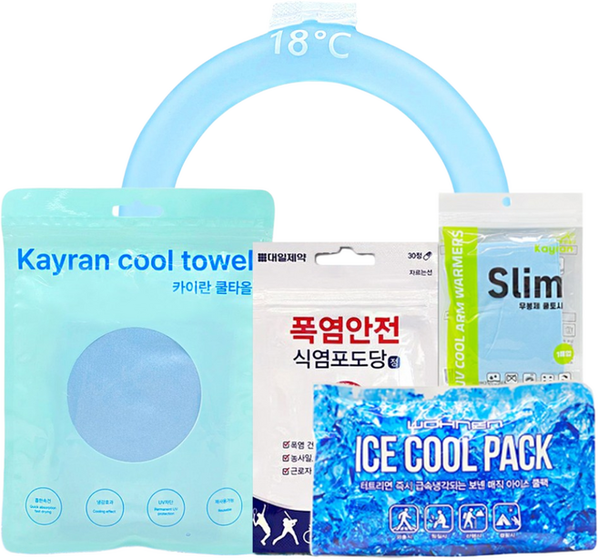 모완비 실속형 폭염 예방키트 무더위 폭염주의보 대비용품 5종세트