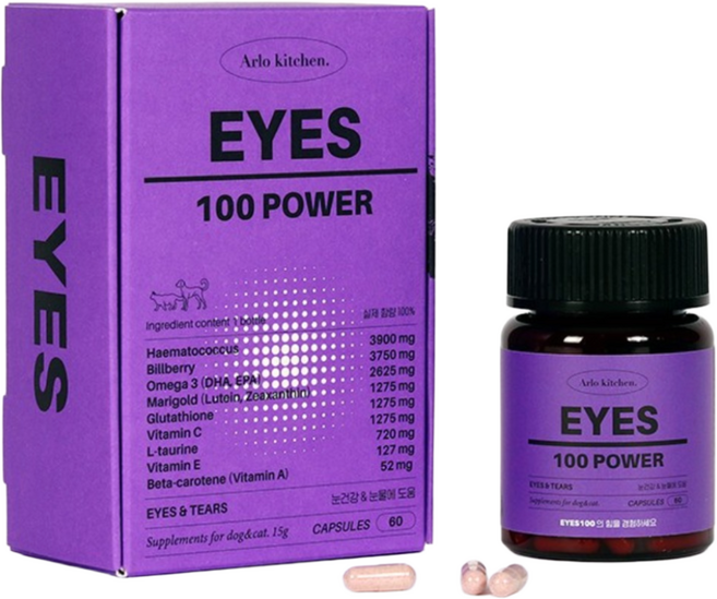 알로키친 눈물개선 노견 백내장 관리 아스타잔틴 영양제 아이즈 100 파워, 60정, 눈물개선/눈건강, 1개