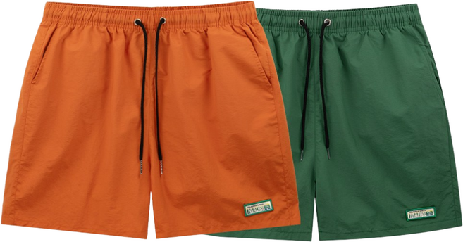 아소트 [1+1] 2장세트 남녀공용 썸머 비치웨어 나일론 숏 밴딩 팬츠 8color 3size