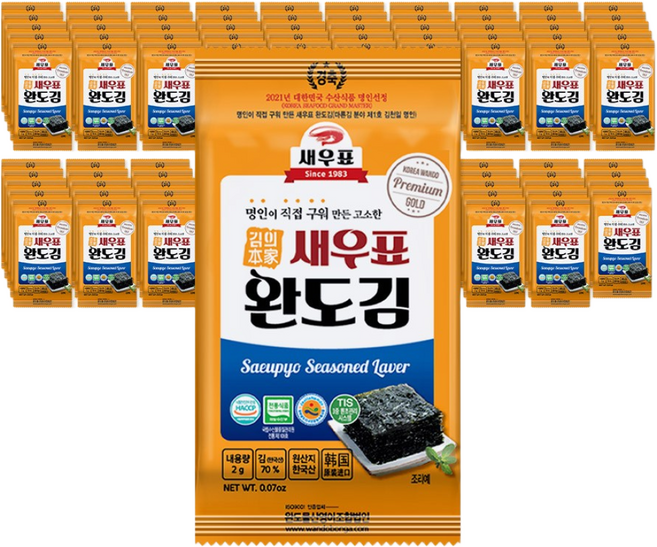 새우표 완도 도시락김, 2g, 100개