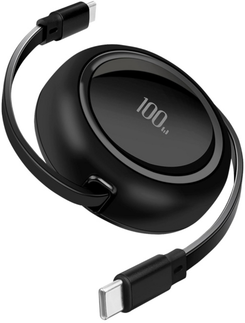 리와트 CtoC PD 릴케이블 초고속 충전 5A 100W KC-5R, 1개, 블랙, 1m
