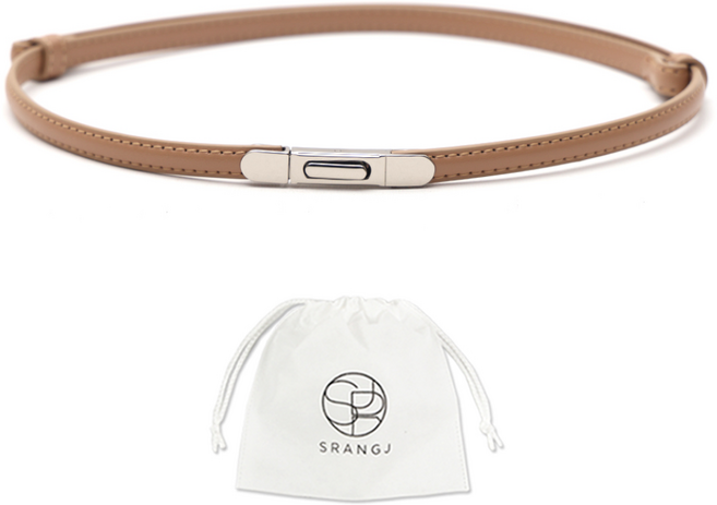 에스랑제이 여성 얇은 원피스 슬림 자동버클 가죽 허리벨트