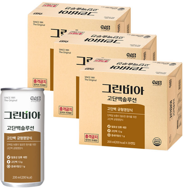 그린비아 고단백솔루션 고단백 균형영양식, 200ml, 90개
