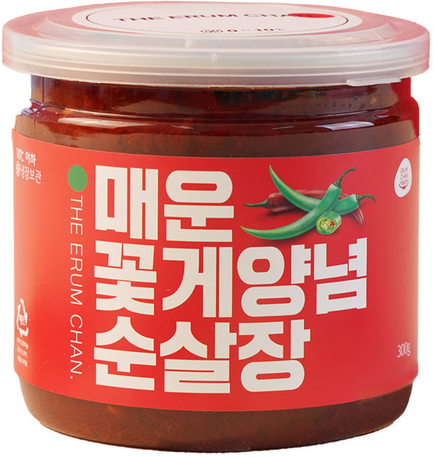 [이룸찬] 순살 양념게장 매운 순살 양념게장 더 매운 순살 양념게장 300g 순살게장 양념순살장 꽃게무침 꽃게장, 1개