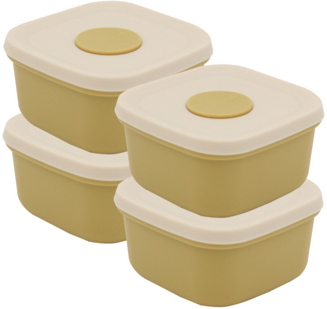 네오실리 라이스실리팩 국산 프리미엄 실리콘 냉동밥용기, 200ml 머스타드, 4개