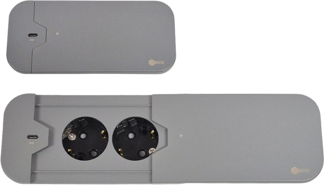 BIS 씬슬라이딩 콘센트 2구 다크그레이 빌트인 매립형 USB C타입 고속충전 사무실 회의실 책상 BIS-102TS, 1개