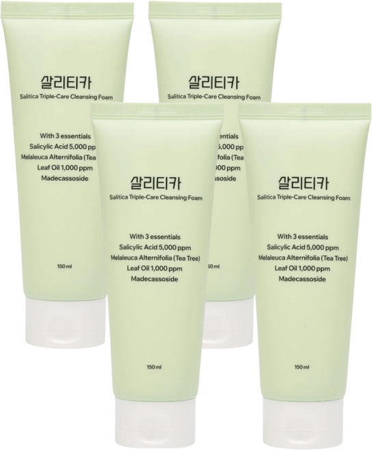 선크림클렌징 살리티카 3중케어 클렌징폼 대용량, 4개, 150ml