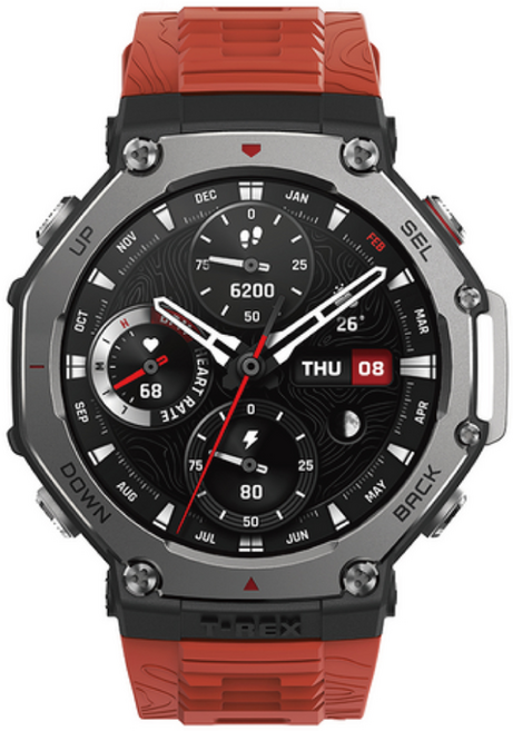 어메이즈핏 스마트워치 T-REX 3, Lava, 3.81cm, GPS + 블루투스