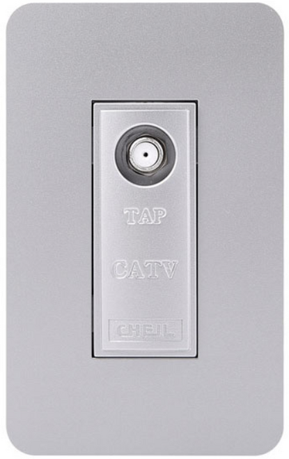 제일전기 전등 스위치 커버 CATV 2방 실버, 1개