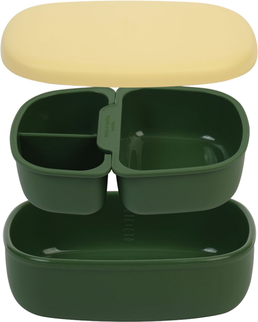 국산 플래티넘 실리콘 직장인 도시락통 전자레인지용기 500ml, 1세트, 그린03