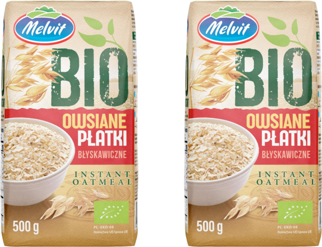 멜빗 폴란드 고식이섬유 유기농 퀵 오트밀, 2개, 500g