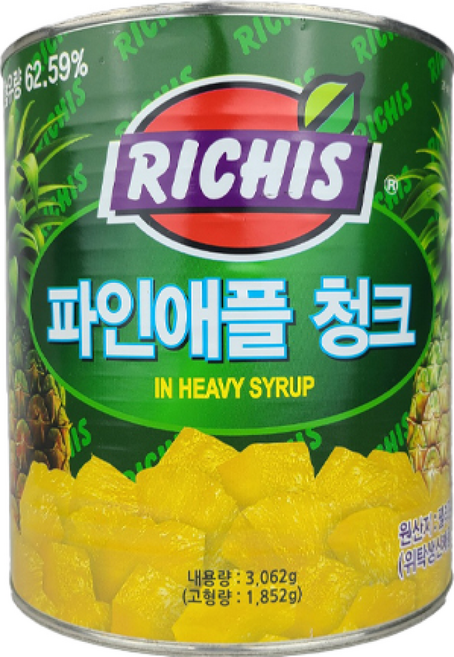 리치스 파인애플 청크 통조림, 3.062kg, 1개