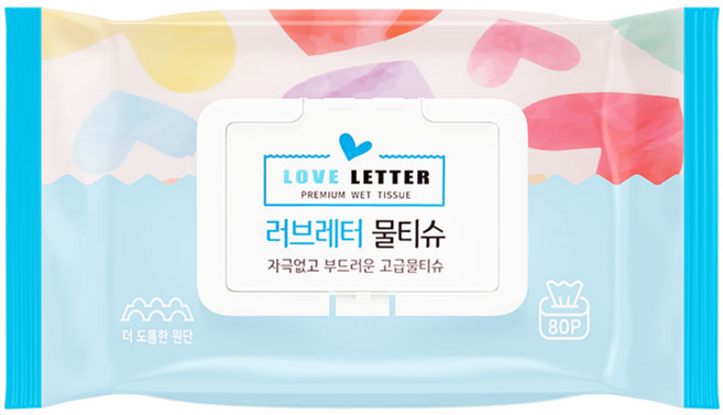 장원 러브레터 프리미엄 물티슈 캡형, 80매, 10개