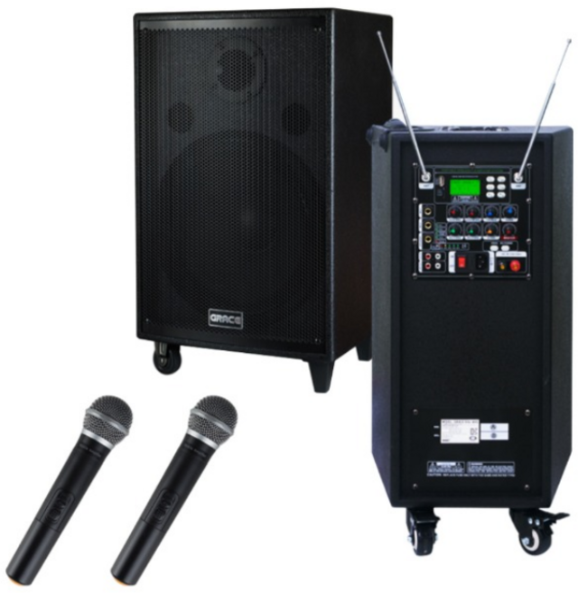 GRACE 300W 학교 수업 행사용 앰프 핸드2개 EG-380