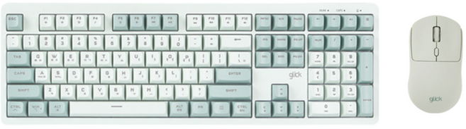 지클릭커 풀윤활 멤브레인 무선 블루투스 무소음 키보드 마우스 세트, 일반형, 그린라이트, WK115B