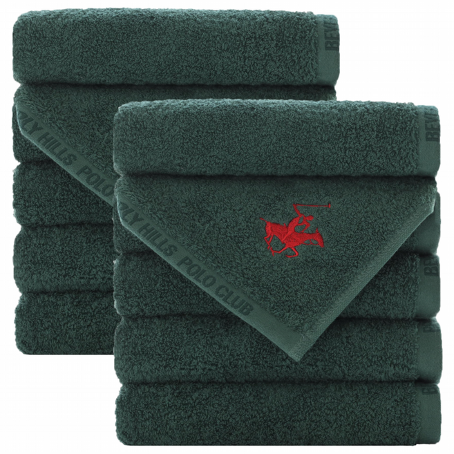 폴로코튼 브랜드자수 코마사 60수 180G 호텔수건 행사 답례품 단체주문제작, 10개, 파인그린