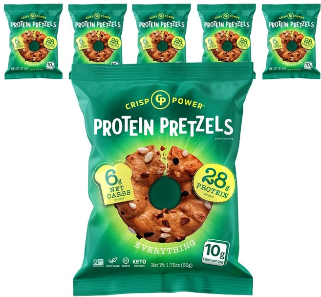 크리스프파워 프로틴 프레첼 에브리띵 단백질 보충 건강 스낵, 50g, 6개 - 쿠팡