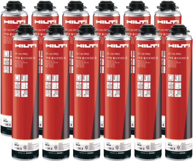 HILTI 힐티 폴리우레탄폼 단열폼 CF-I 65 PRO 프로 800ML 국내생산정품 난연폼 등급 B2, 12개