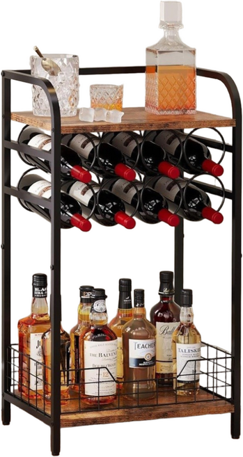 와인거치대 철제 양주 진열장 복고풍 메탈적층식와인랙, 1개, 블랙