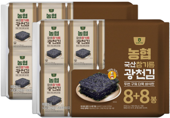 농협식품 참기름 광천김, 4g, 32개