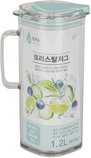 셰프웨어 트라이탄 크리스탈저그 (민트) 물병, 1개, 1.2L