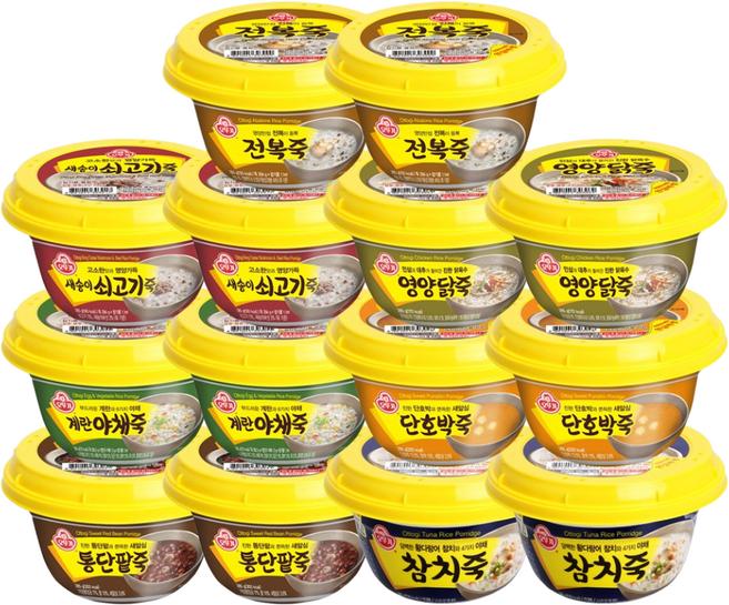 오뚜기 죽7종 세트(전복+쇠고기+야채+참치+닭+단호박+통단팥), 2세트, 285g