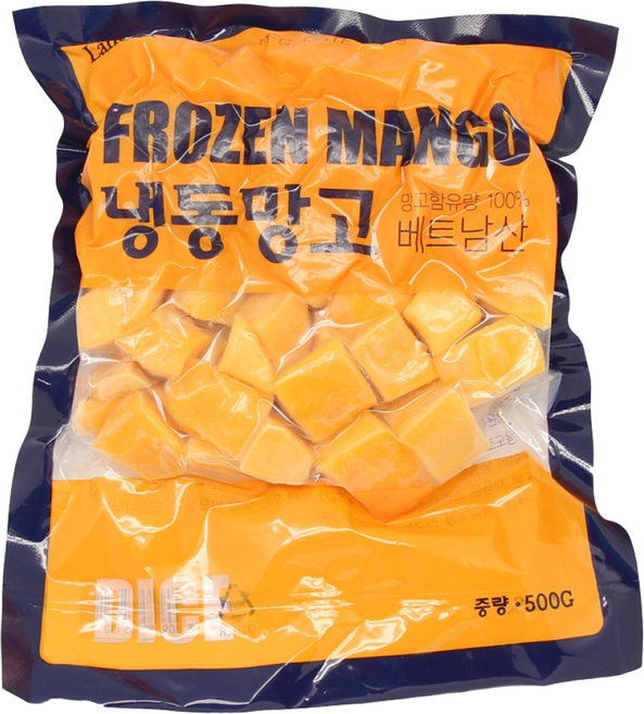 해물총각 냉동과일 망고하프 열대과일 다이스 리치 람부탄, 1개, 냉동망고 다이스_500g