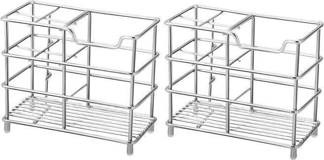 투데이리빙 1+1 스텐 4구 칫솔 꽂이 무타공 욕실 치약 칫솔통 걸이 양치 컵 수납 홀더 꽃이, R99976A(스테인리스, 2개, 실버