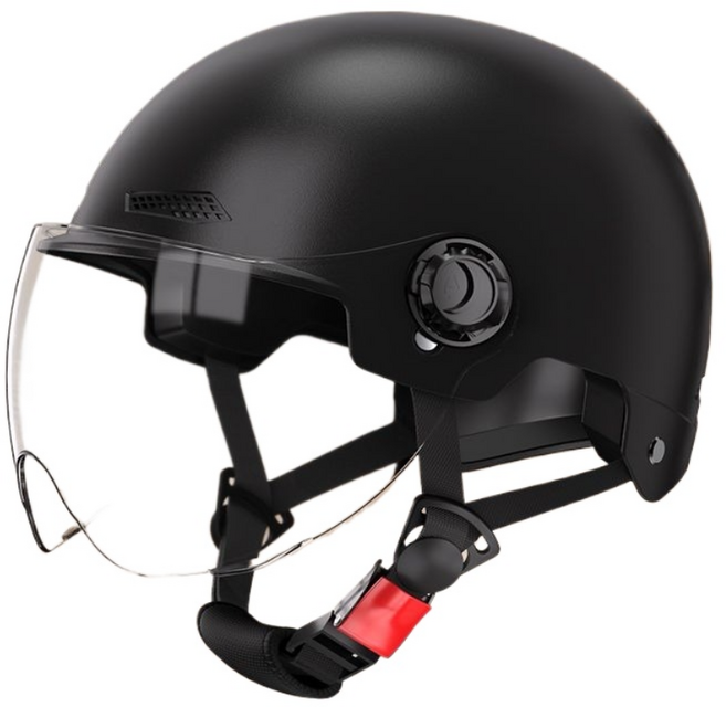 AIDU 오토바이 헬멧 사계절 통용 충격흡수 자외선차단 안전 헬멧, 블랙, 1개