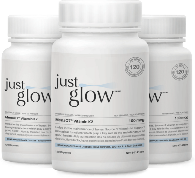 저스트글로우 MenaQ7 비타민 K2 MK-7 100mcg 메나퀴논 베지 캡슐, 3개, 120정