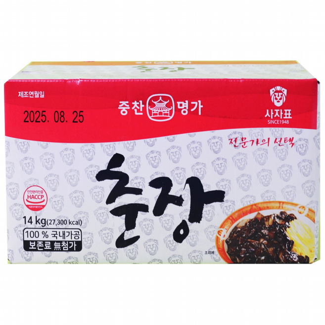 영화식품 중찬명가 업소용 대용량 사자표 춘장, 14kg, 1개