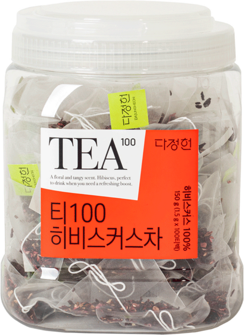 다정헌 히비스커스 차 친환경 PLA 망사필터 삼각티백, 1개, 100개입, 1.5g