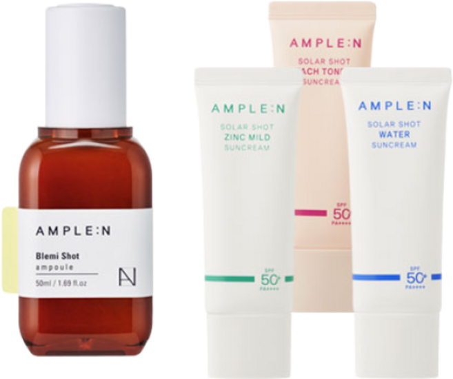코리아나 앰플엔 블레미샷 미백 잡티 앰플 50ml+솔라샷 선크림(수분 톤업 진정) 3종 택 1, 블레미샷 앰플 50ml+솔라샷 워터썬, 1개, 50ml