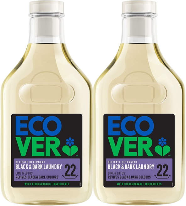 에코버 블랙 울세탁세제 라임&연꽃향, 2개, 1L