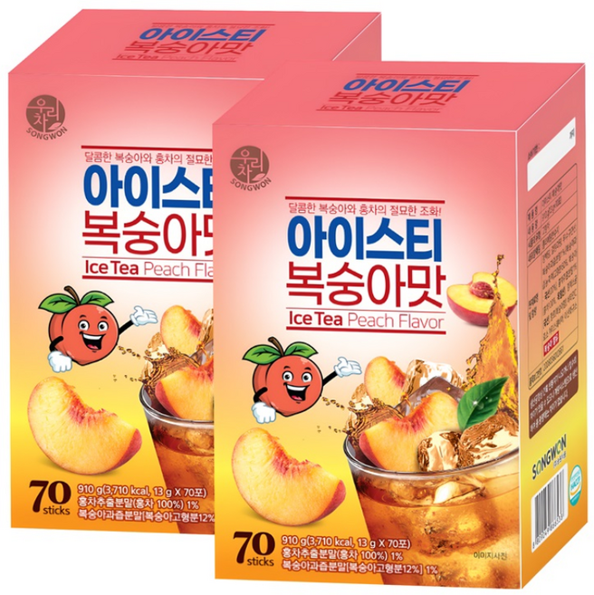 우리차 아이스티 복숭아 분말, 13g, 70개입, 2개