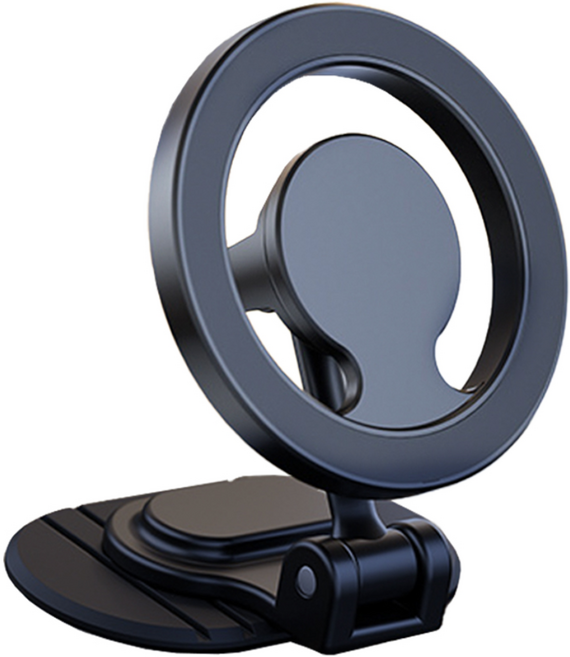 글로우 오라 차량용 거치대 핸드폰 맥세이프 네오디움 미니멀 합금 회전 접이식, 1개, 블랙