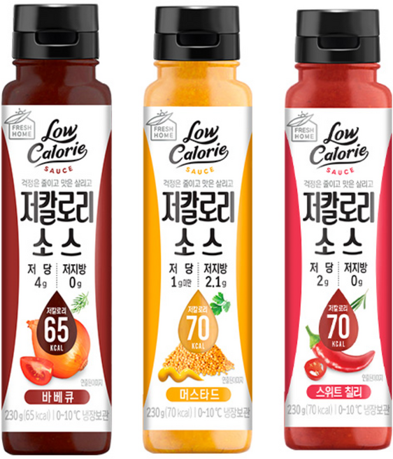 프레쉬홈 저칼로리 소스 3종 혼합, 3개, 230g