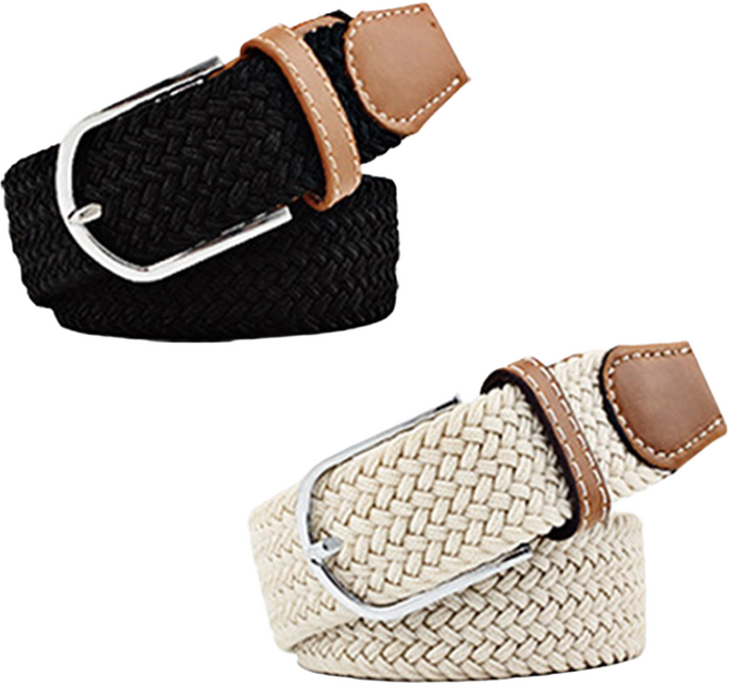 [1+1] 캔버스 꽈배기 스판벨트 위빙벨트 청바지 남녀공용 벨트 2개 SET