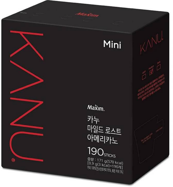 카누 콜롬비아 블렌드 마일드 로스트 아메리카노 원두커피믹스, 900mg, 190개입, 1개