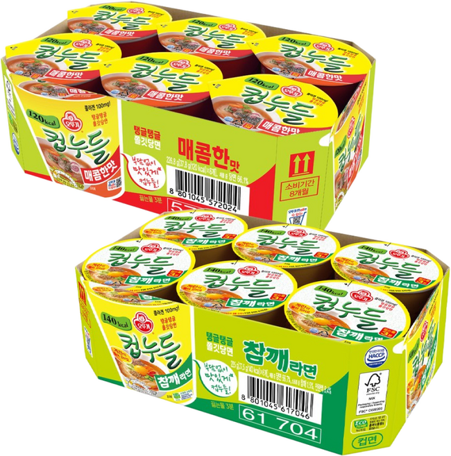 오뚜기 컵누들 3종 6입씩 (참깨라면+매콤한맛+우동맛), 12개
