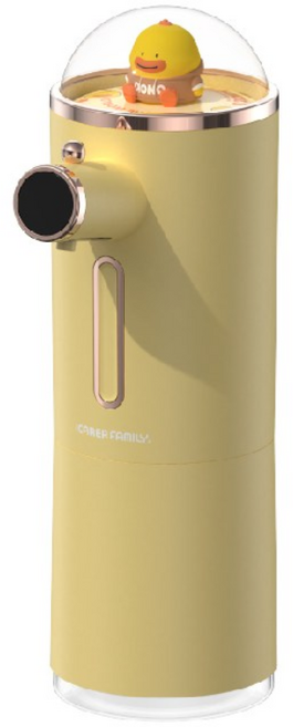 귀여운 캐릭터 비접촉 자동 거품 손 세정기 주방 욕실 겸용 세제 디스펜서, 옐로우