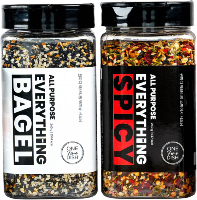 원파디 에브리띵 시즈닝 2종 세트 | 에브리띵 베이글 시즈닝 + 에브리띵 스파이시 시즈닝, 2개, 240g