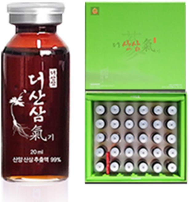 더산삼기 (국민특가 적용) 1박스(30병) 진세노사이드 Rb2 Re Rg3의 합 12 mg 야생산양 산삼추출액 힝상성 활력 활기 [원산지: 국산(강원도)], 1세트, 600ml