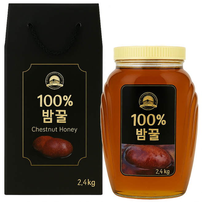천년의미소 [프리미엄] 폐 건강 레시피 꿀 청정 지리산 100% 벌꿀 도라지 계피가루 홍해삼 꿀청 마누카 꿀, 100%벌꿀 밤꿀 2.4kg, 2.4ml