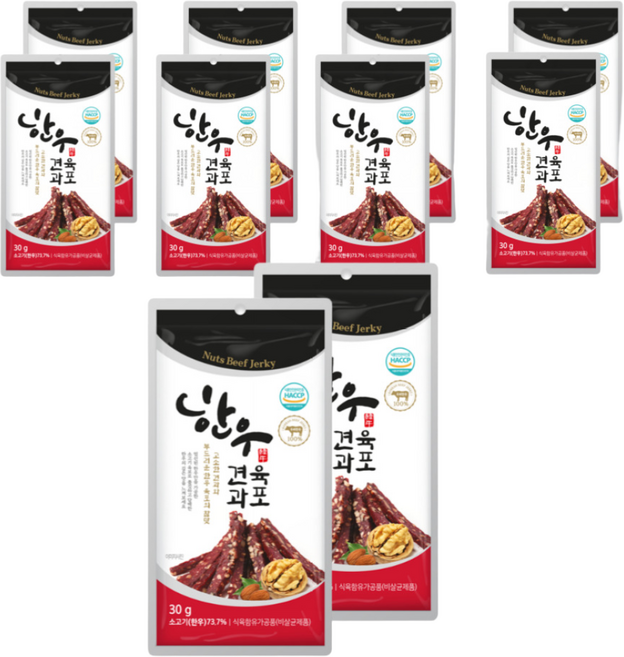 프리미엄 한우 견과육포, 10개, 30g