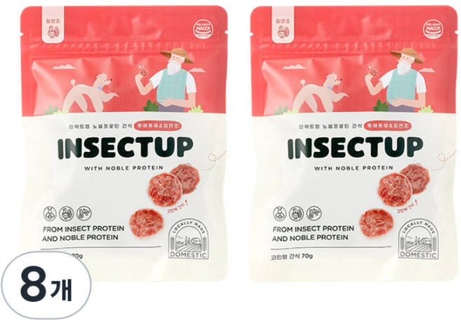 인섹트업 노블프로틴 강아지 간식, 동애등에 앤 칠면조, 70g, 8개