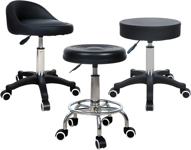원앙산업 미용의자 스툴의자 병원의자 바퀴 보조 회전, 블랙, 1. 일반형 스툴의자