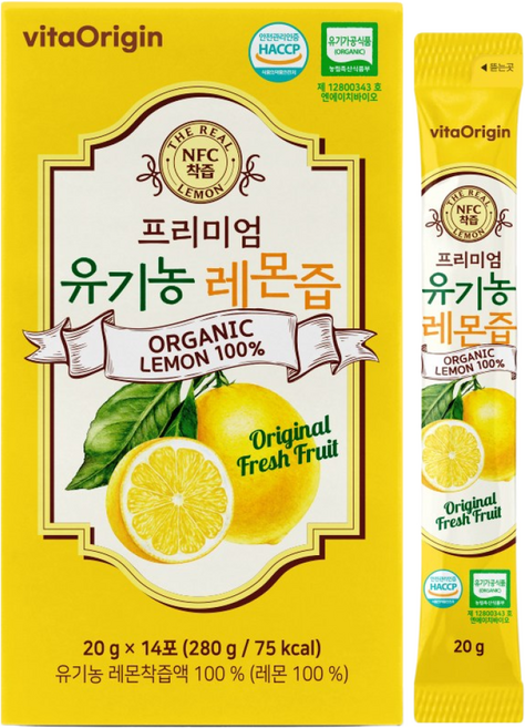 비타오리진 프리미엄 유기농 레몬즙, 280g, 1박스