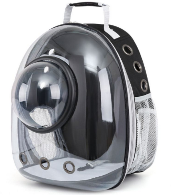 나나봉봉 반려동물 우주 캡슐 투명 백팩, 1개, 블랙