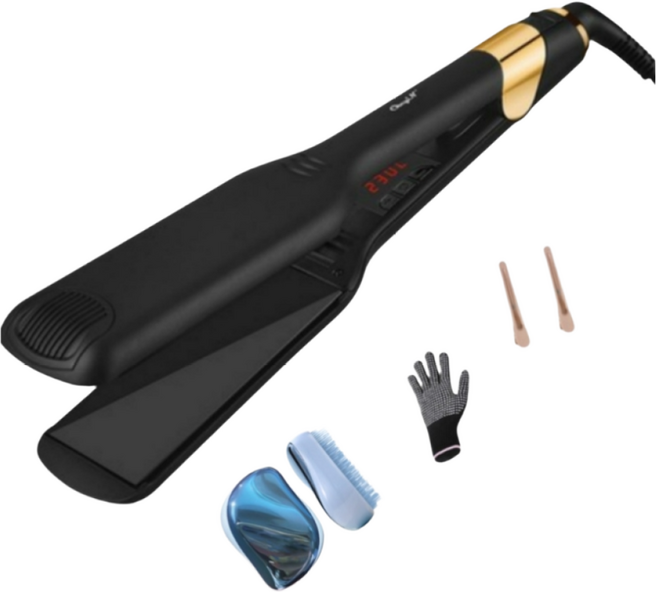 CkeyiN 55mm 대형 매직기 넓은 와이드 판고데기 전문가용 스트레이트너 건습겸용, 다크블랙